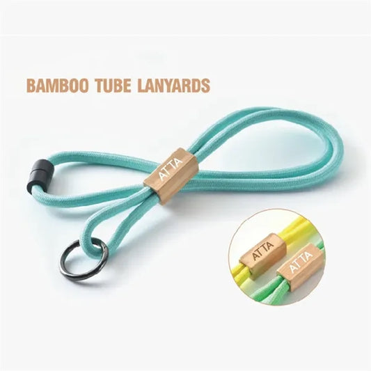 RPET lanyard with square Bamboo