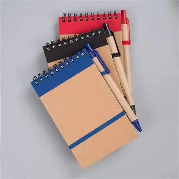 Eco Pocket Spiral Notebook W/Pen