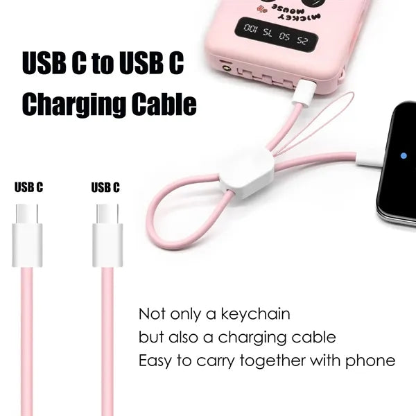C to C fast charging keychain cable