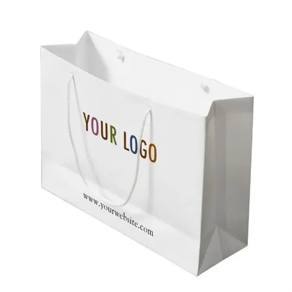 16x6x12'' Matt/Gloss 190GSM White Cardboard Shopping Bag