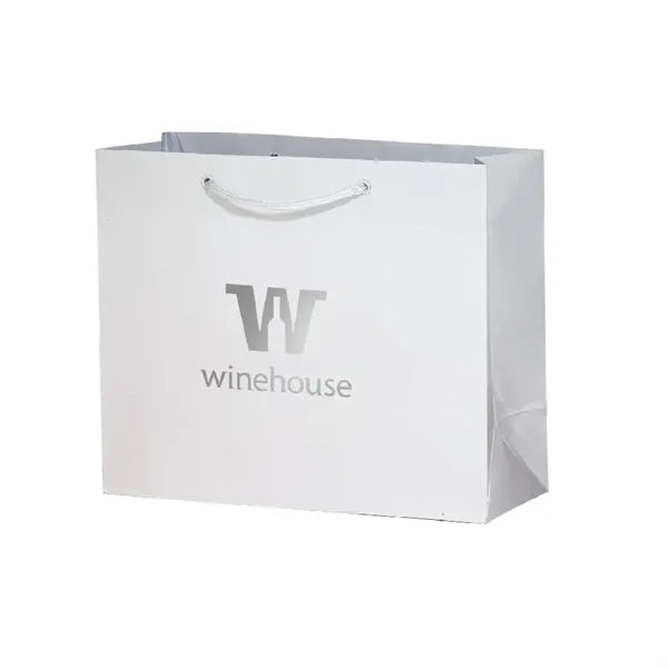 13x5x10'' Matt/Gloss 250GSM White Cardboard Shopping Bag
