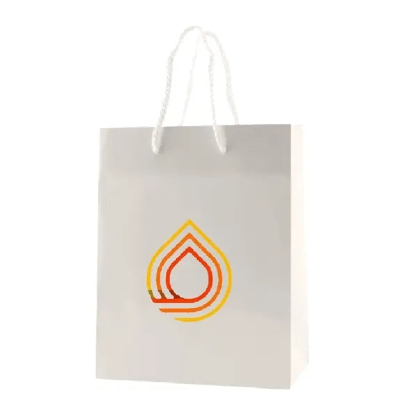 10x5x13'' Matt/Gloss 190GSM White Cardboard Shopping Bag