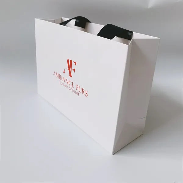 16x6x12'' Matt/Gloss 210GSM White Cardboard Shopping Bag