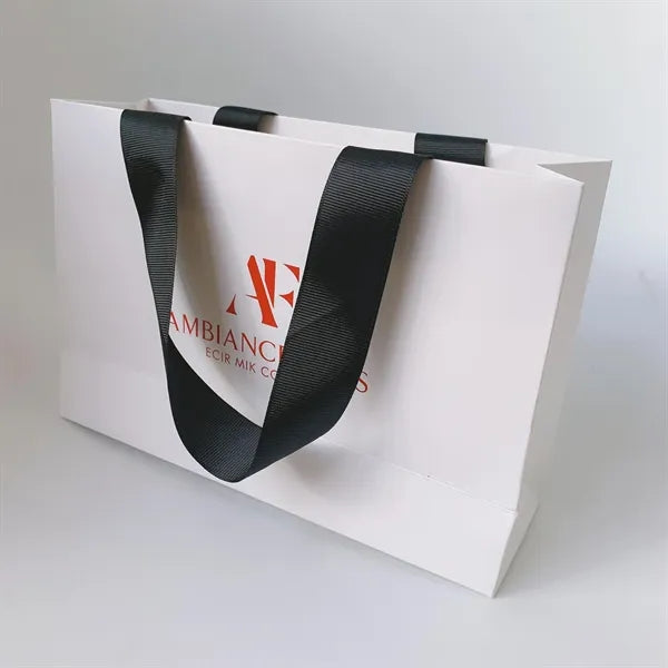 16x6x12'' Matt/Gloss 210GSM White Cardboard Shopping Bag