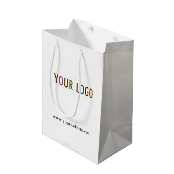 8x4x10'' Matt/Gloss 250GSM White Cardboard Shopping Bag
