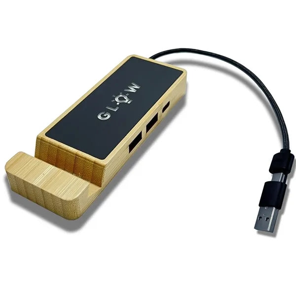 Bamboo LED LOGO Light Up HUB Phone Holder