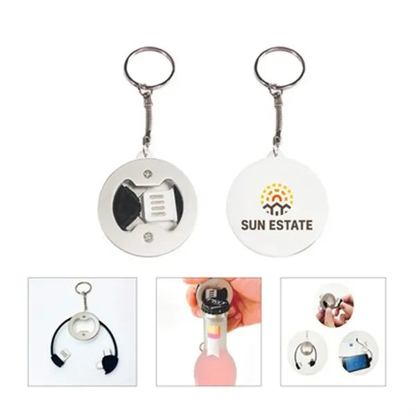 3-in-1 Charging Cable w/Opener Keychain