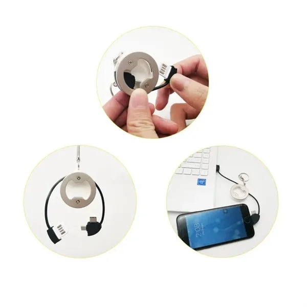 3-in-1 Charging Cable w/Opener Keychain