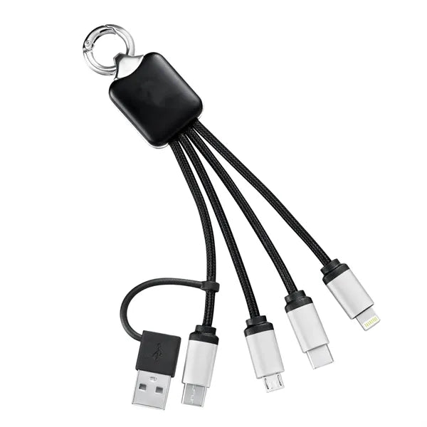 5 In 1 Light Up Braided Cable With Keychain