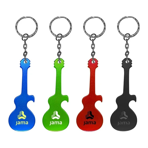 Guitar Shaped Aluminum Bottle Opener W/Key Chain