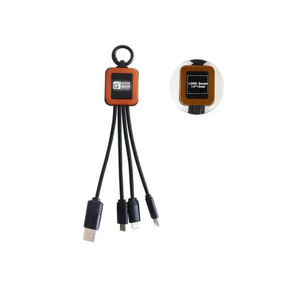 5 in 1 RPET LED Charging Cable-Square Shape