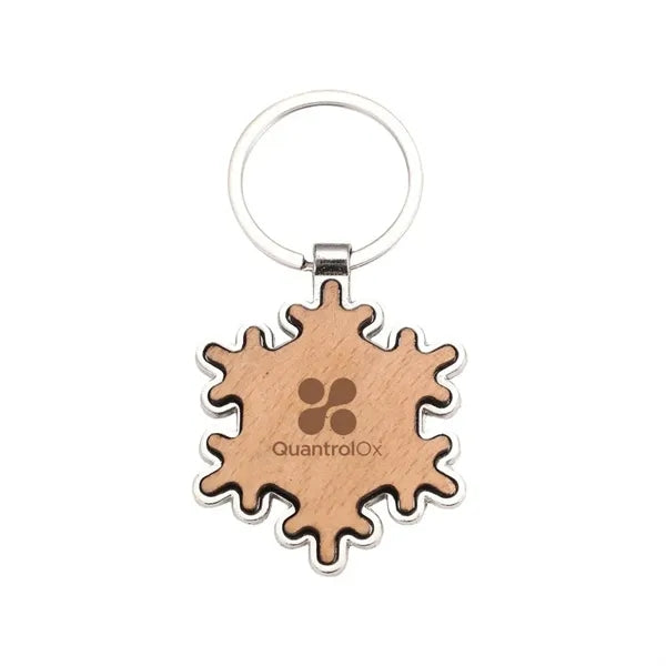 Wooden Snowflake Shaped Keychain