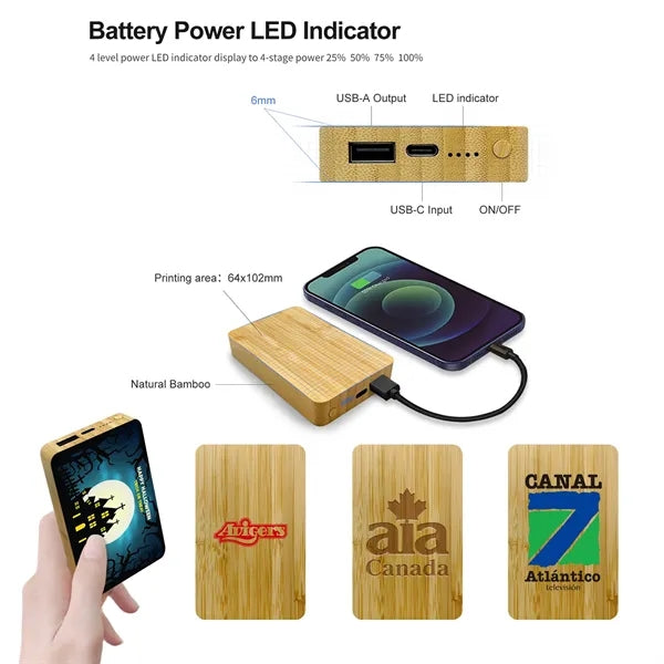 5000mAh Eco-friendly Bamboo Power Bank