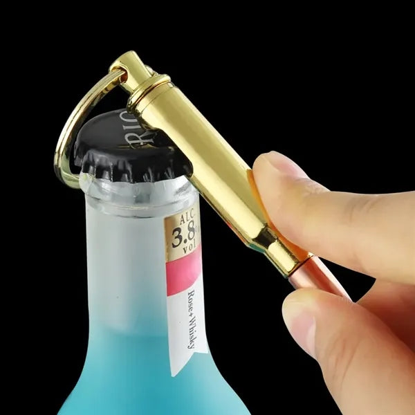 Bullet-Shaped Bottle Opener Keychain
