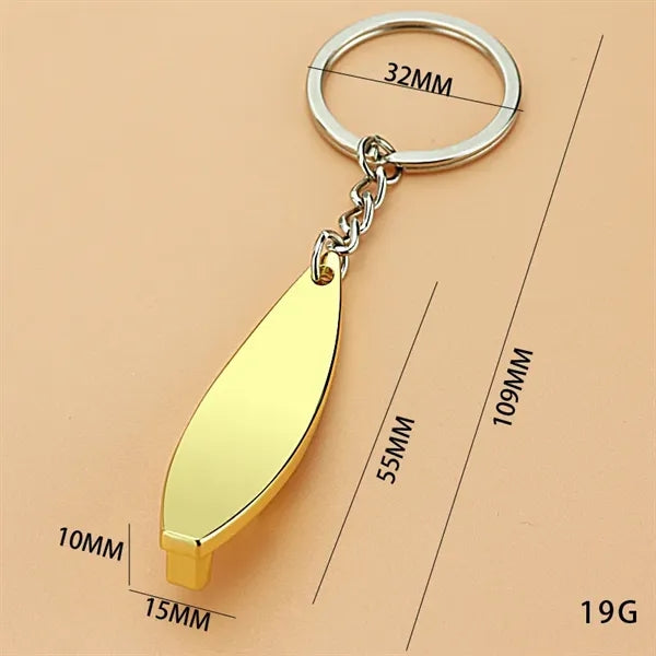 Surfboard-Shaped Bottle Opener Keychain