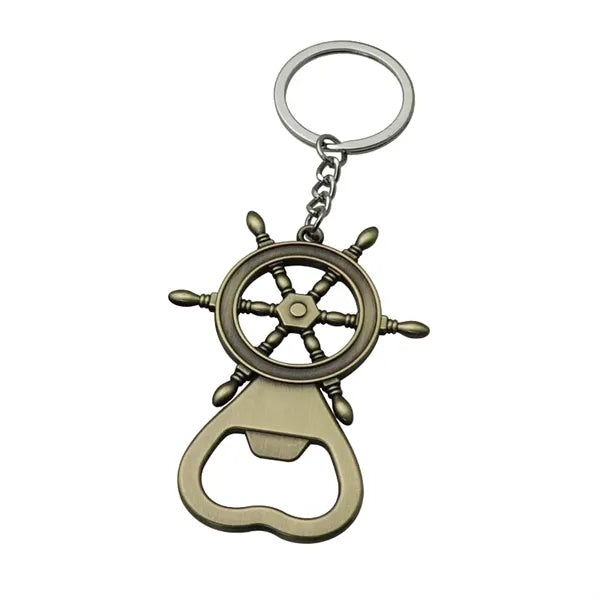 Ship's Wheel-Shaped Bottle Opener Keychain