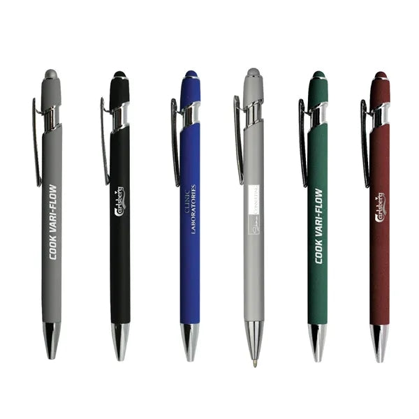 Soft Rubber Finish Click Metal Ballpoint Stylus Pen
