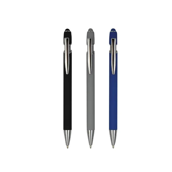Soft Rubber Finish Click Metal Ballpoint Stylus Pen