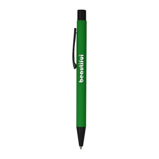 Soft Rubber Click Metal Ballpoint Pen with Chrome Engraving