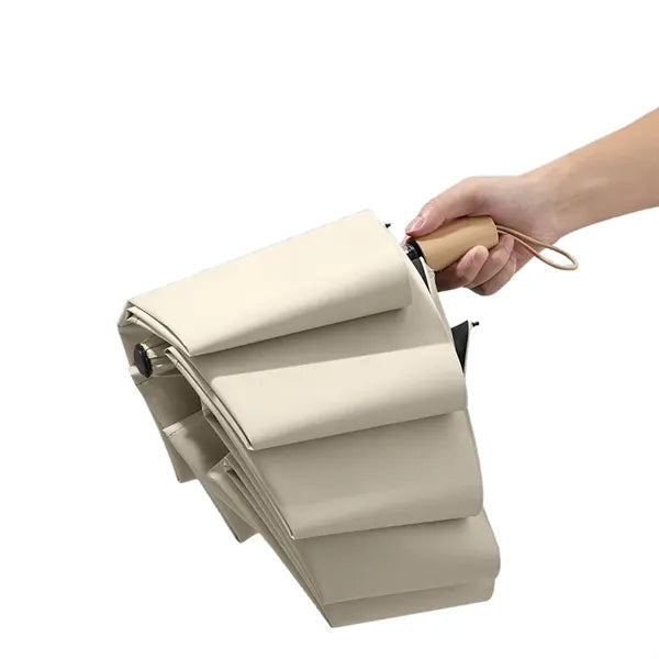 Solid Wood Handle Manual Folding Umbrella