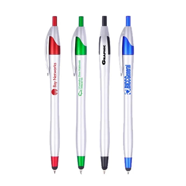 Retractable Action Ballpoint Pen with Stylus