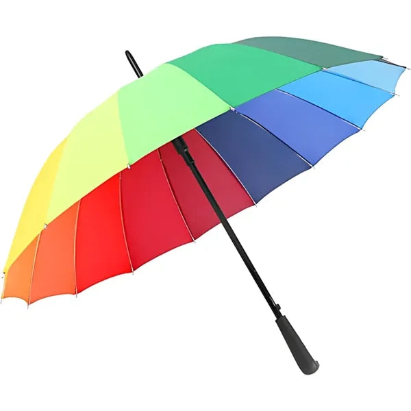 Rainbow Color Manual Straight Umbrella