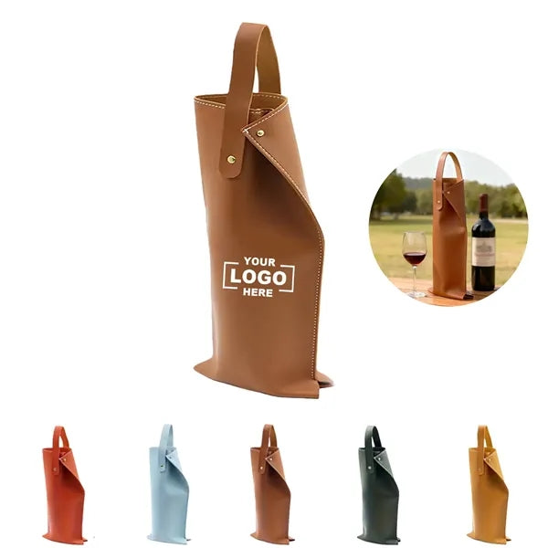 PU Leather Wine Tote Bag With Handle