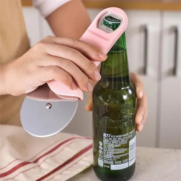 Stainless Steel Pizza Cutter With Bottle Opener