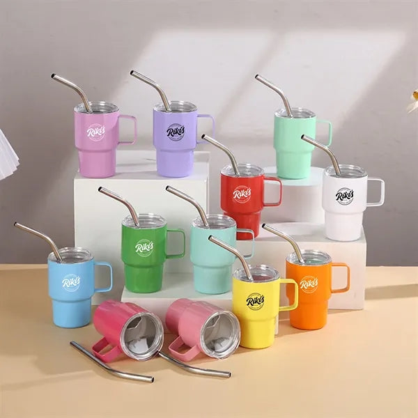 3oz Stainless Steel Tumbler With Straw And Handle