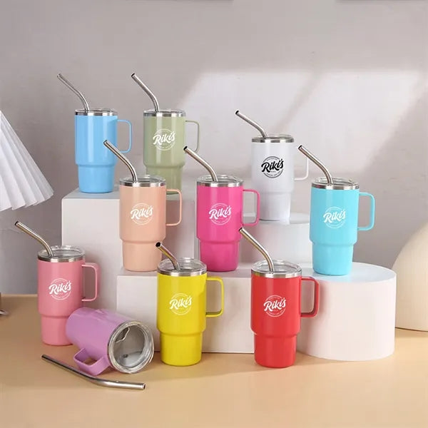 4oz Stainless Steel Tumbler With Straw And Handle