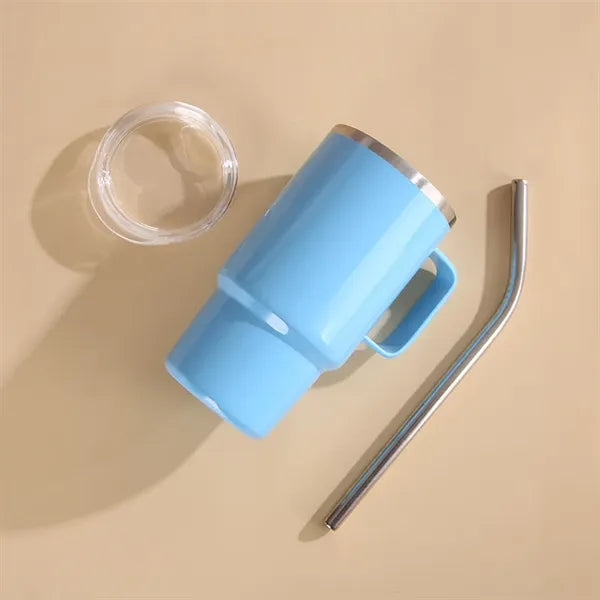 4oz Stainless Steel Tumbler With Straw And Handle