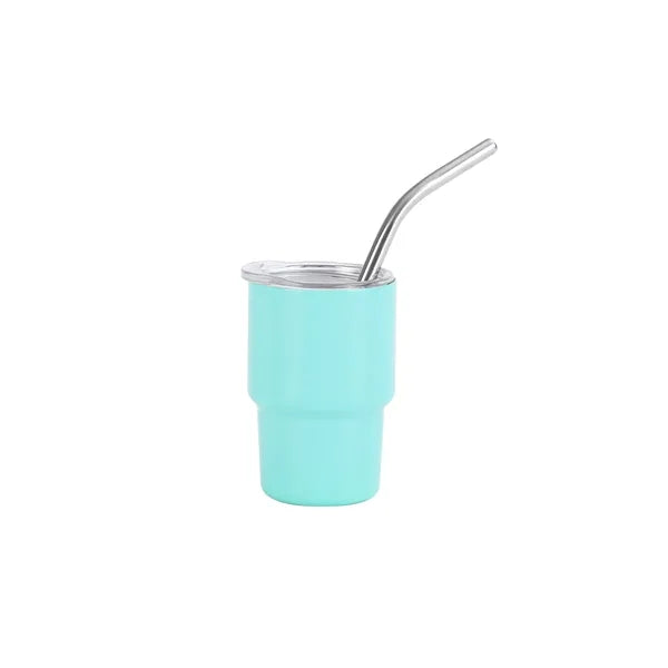 3oz Mini Double-wall Stainless Steel Tumbler With Straw