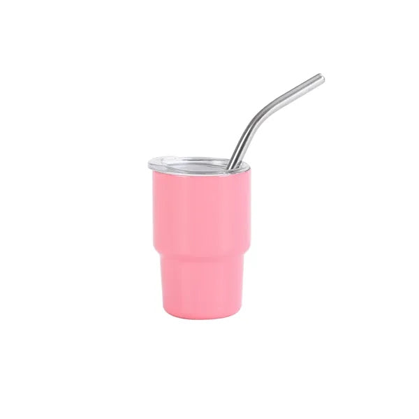 3oz Mini Double-wall Stainless Steel Tumbler With Straw
