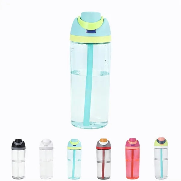 25oz Clear Plastic Water Bottle W/Straw