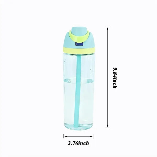 25oz Clear Plastic Water Bottle W/Straw
