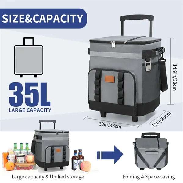 Rolling Insulated Cooler Bag Large Capacity Car Cooler