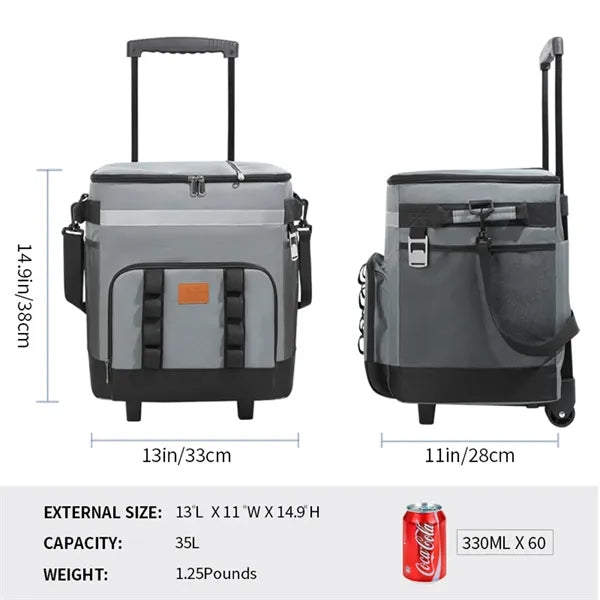Rolling Insulated Cooler Bag Large Capacity Car Cooler