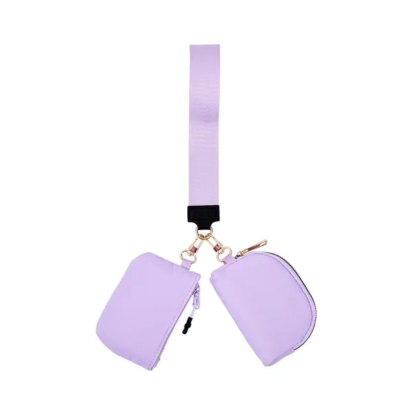 Dual Pouch Wristlet Keychain Lanyard
