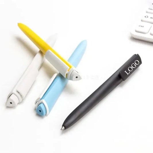 A pen with a triangular handle