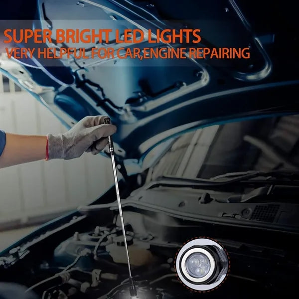 Magnetic Pickup Tool with LED Light Telescoping Flashlight