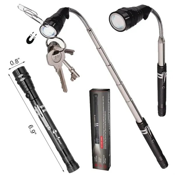 Magnetic Pickup Tool with LED Light Telescoping Flashlight