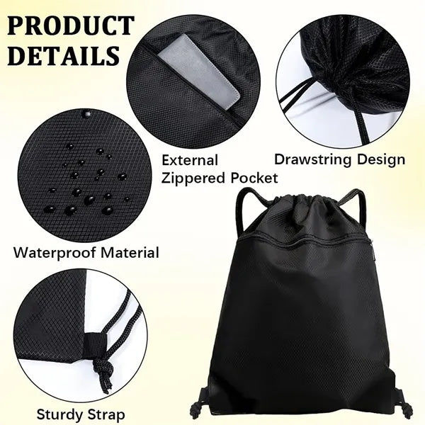 Drawstring Backpack Bag with Zipper Pocket