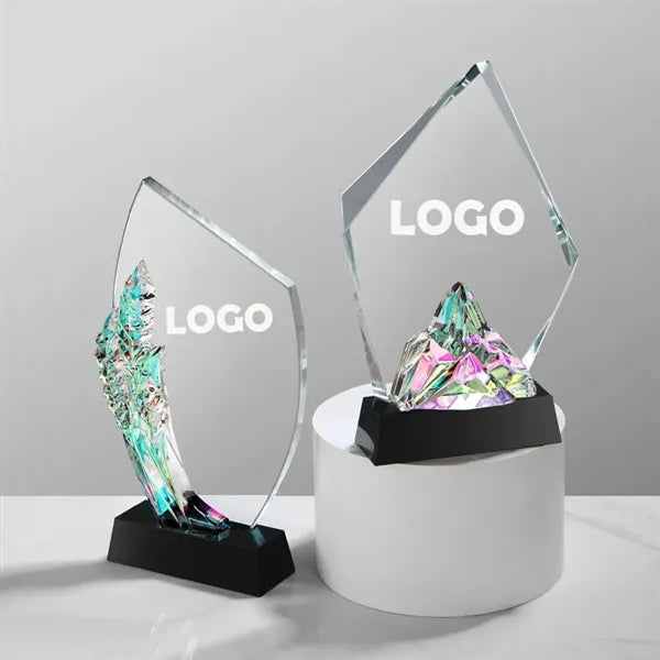 Colorful Custom Crystal Award Glass Appreciation Trophy