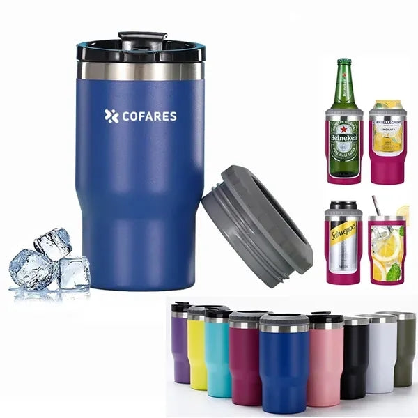14oz Double Lid Stainless Steel Insulated Tumbler Can Cooler