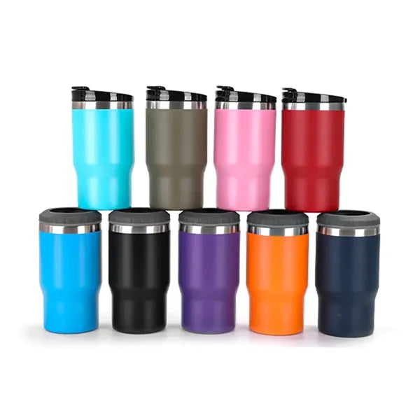 14oz Double Lid Stainless Steel Insulated Tumbler Can Cooler