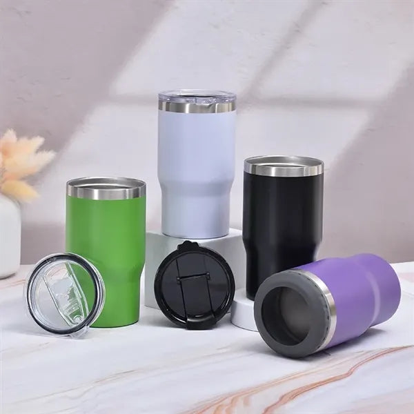 14oz Double Lid Stainless Steel Insulated Tumbler Can Cooler