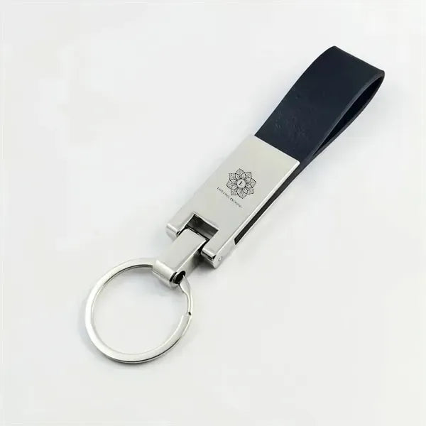 Black Leather Key Chains with Zinc Alloy Ring
