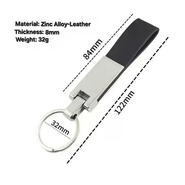 Black Leather Key Chains with Zinc Alloy Ring