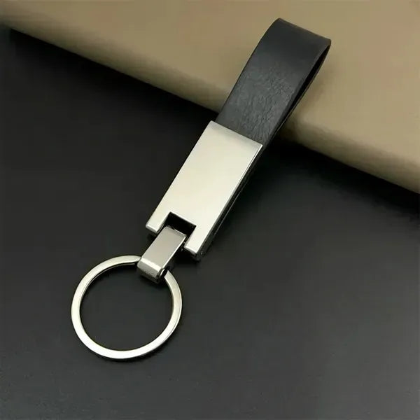 Black Leather Key Chains with Zinc Alloy Ring