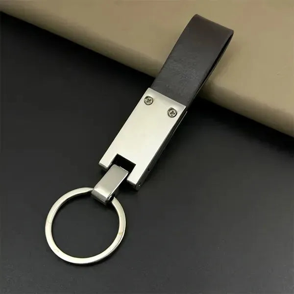 Black Leather Key Chains with Zinc Alloy Ring